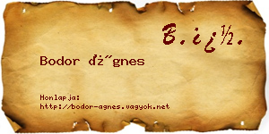 Bodor Ágnes névjegykártya