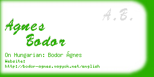 agnes bodor business card